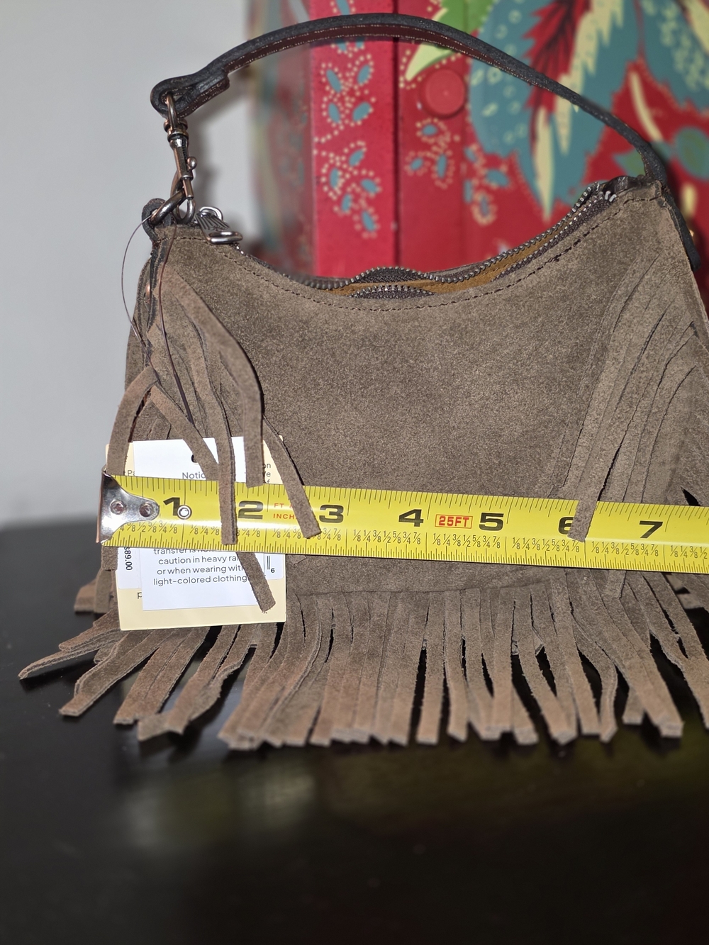 Patricia Nash Brown Suede Fringe Crossbody Mini Bag - Picture 8 of 9